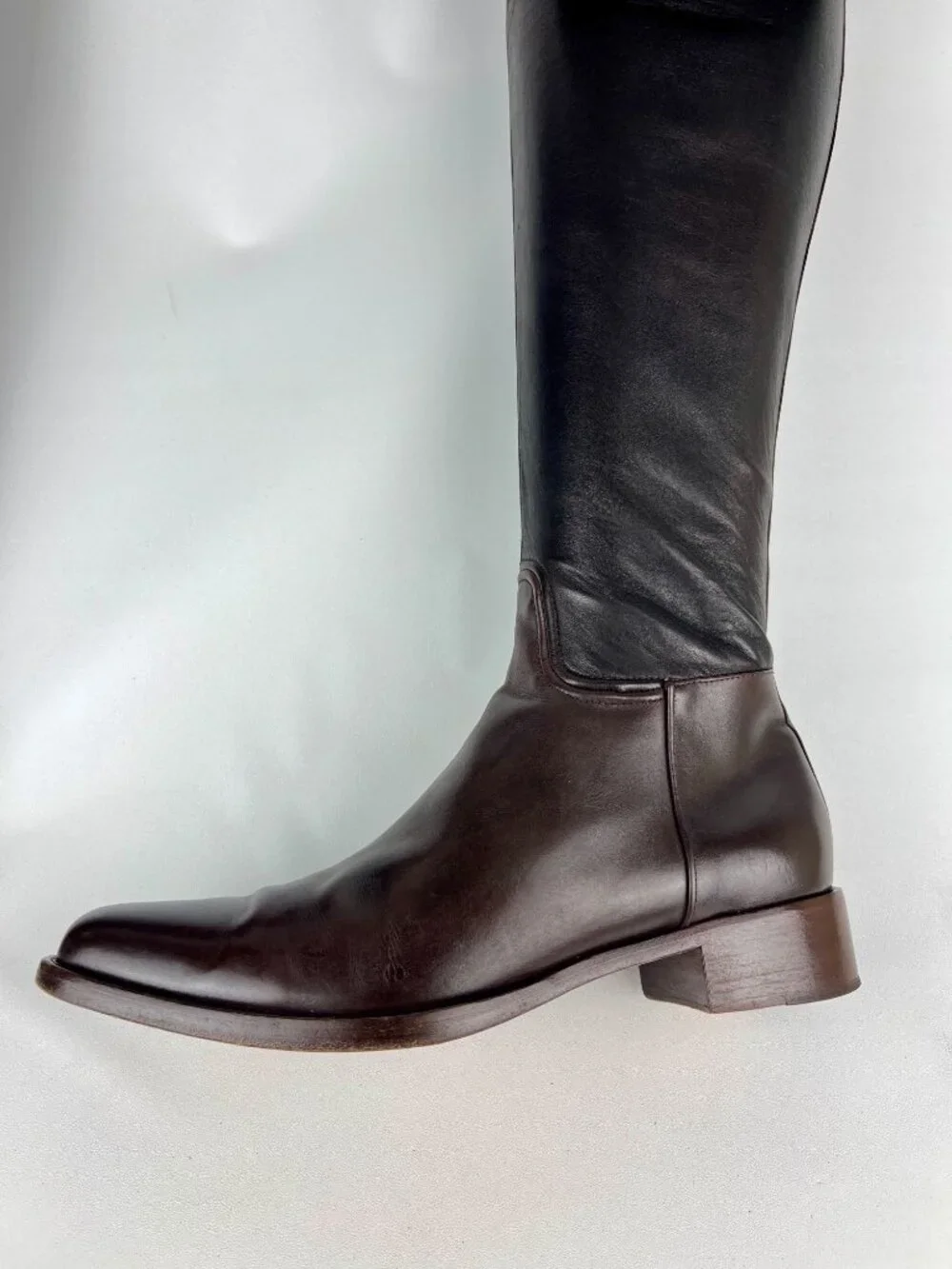 Alaia Womens Brown Leather Over the Knee Boots Low Heel Italy size EU 40 US 10